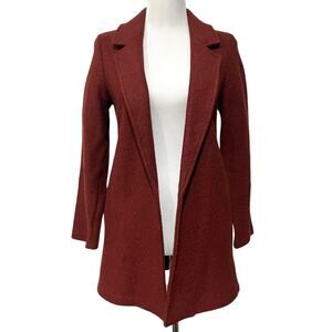 Rachel Zoe Hygge Wool Blend Rust Red Jacket Coat Open Front Pockets Size Small
